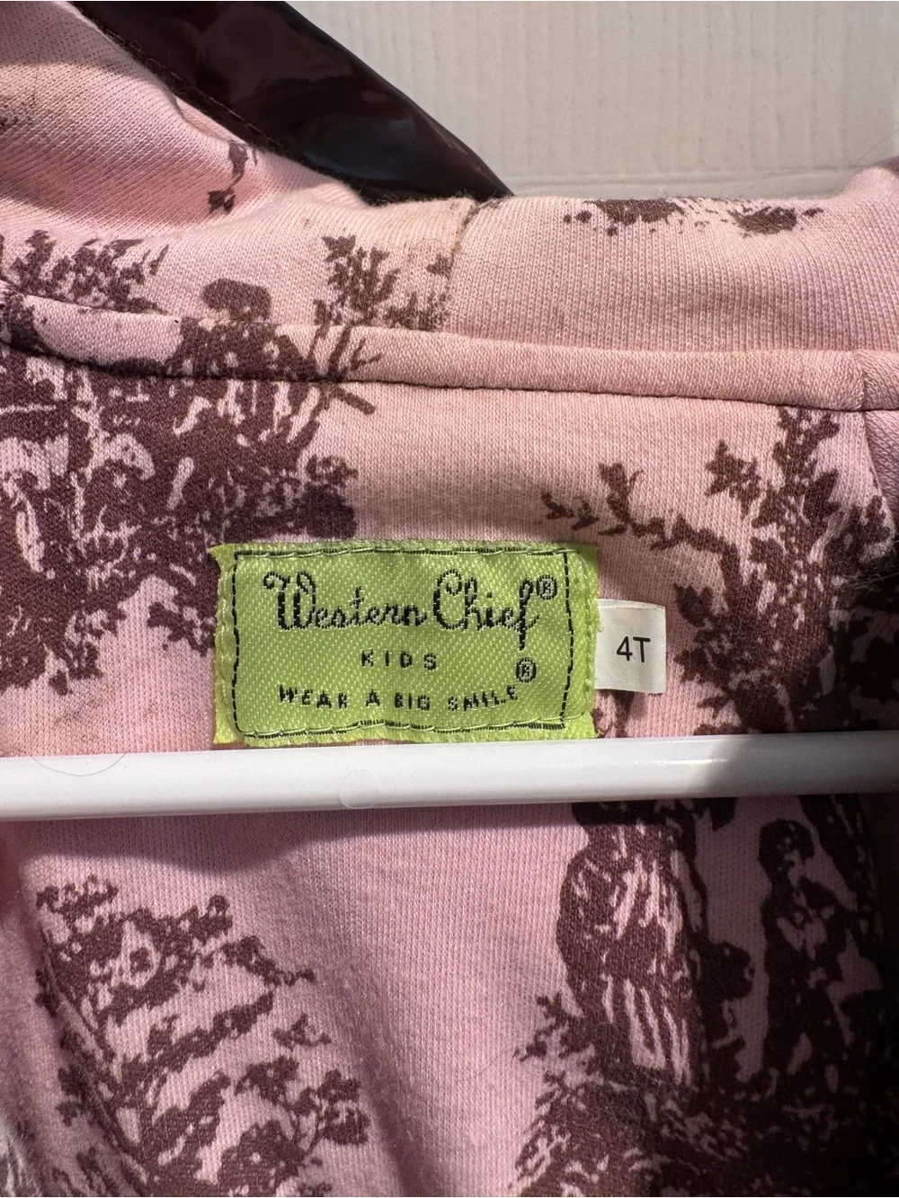 Western Chief Brown Raincoat with Pink Polka Dot Trim